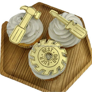 <span class=keywords><strong>Feliz</strong></span> Día del Padre Acrílico Cake Topper Good Dad Love You Daddy Espejo Acrílico Disco Cupcake Decoración - Product Image 1