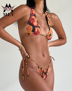MLY 2025 sıcak Oem yeni özel yaz baskı kadınlar seksi geri çapraz bandaj kadın mayo Bikini - Product Image 5