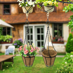 Prezzo di fabbrica transfrontaliero nuovo cesto appeso in metallo cocco per <span class=keywords><strong>balcone</strong></span> vaso di fiori decorazione - Product Image 1