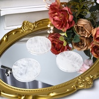 1 pièce de haute qualité, plaque ronde en quartz naturel transparent de 50 mm, polie, de forme ronde, cristal sculpté, tranche ronde, base pour bricolage