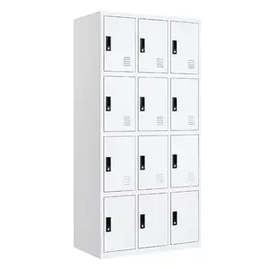 12 Cửa Sắt Nhân Viên Locker Kim Loại Thép Phòng Tập Thể Dục Lưu Trữ Tủ Kim Loại Quần Áo Locker Tủ