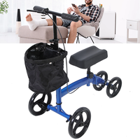Trottinette à genou léger et directionnable CE avec 4 roues pliables et panier, déambulateur et rollator pour personnes à mobilité réduite