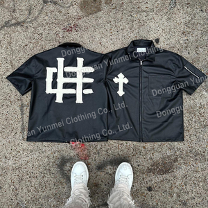 <span class=keywords><strong>Camicia</strong></span> con Zip e Logo Ricamato Personalizzato, T-Shirt Vintage a Maniche Corte, <span class=keywords><strong>Giacca</strong></span> in <span class=keywords><strong>Pelle</strong></span> con Cerniera per Uomo - Product Image 3