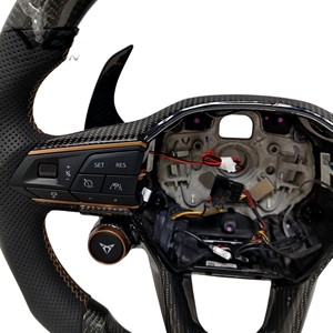 Volante de Fibra de Carbono Real Personalizado Estilo Deportivo de Carreras, Accesorios Interiores para Automóviles V8carbon para Cupra <span class=keywords><strong>Leon</strong></span> FR 19+ - Product Image 5