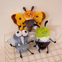 Porte-clés en peluche amusants en forme d'insectes avec rembourrage en coton PP (mouche, libellule, moustique) pour breloques de sac et souvenirs créatifs
