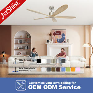 1stshine Ventilateur de plafond Style européen 5 pales en bois Moteur à courant continu Télécommande Nature <span class=keywords><strong>Wind</strong></span> Ventilateur de plafond sans lumière - Product Image 4