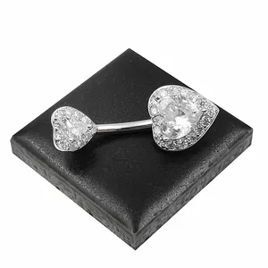 CZ Heart <strong>Belly</strong> Button Ring 14G Navel Piercing <strong>Bar</strong> 925 <strong>Sterling</strong> <strong>Silver</strong> Piercing <strong>Belly</strong> Piercing Jewelry Hot Selling Body Jewelry - Product Image 5