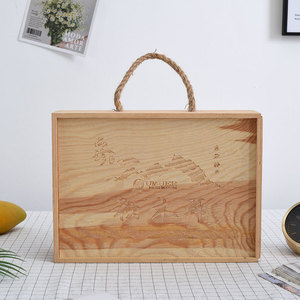 Pine Wood Tea <b>Gift</b> <b>Box</b> Rectangle Handmade Storage For Pu'er And White Tea <b>Cake</b> - Product Image 5