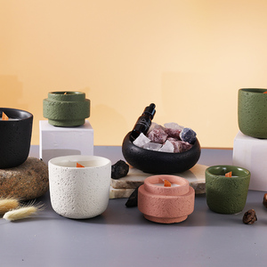 Vente en gros de décoration d'intérieur Velas en béton personnalisé acceptable Mèche en bois Bougie parfumée en cire de soja - Product Image 2