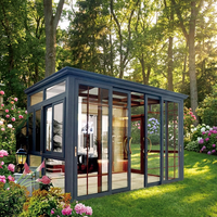 Modern French Design Small 4 Season Aluminum Sunroom Double Tempered Glass Folding Door Eco-Friendly for Villa Bedroom Outdoor