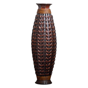 Jarrón de bambú natural tejido a mano de 38.97 pulgadas de alto, jarrón decorativo bohemio para sala de estar, entrada, jarrón tejido rústico estilo granja - Product Image 3