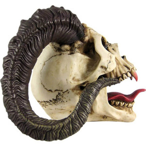 Sculpture de squelette de démon en corne avec langue en résine <span class=keywords><strong>Dragon</strong></span> mal ram statue de crâne pour la décoration intérieure, vente en gros - Product Image 4