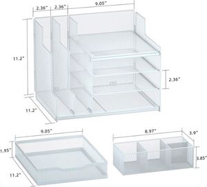 Metal Mesh 4-Tier Paper Letter Tray Desk Storage and Accessories Office Desktop Organizer File Trays - Product Image 6