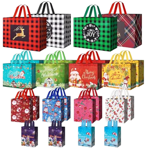 24-Pack Cartoon Assorted Christmas Gift <b>Bags</b> Handles Reusable Non-Woven <b>Sizes</b> Extra-Large/Large/<b>Medium</b>/Small Party Favors Gifts - Product Image 1