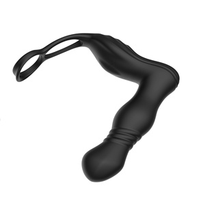 ODM OEM Adult Sexspielzeug Hochwertige Silikon Butt Anal Play Vib rating Thrust ing Cock Ring Plug Vibrator - Product Image 1
