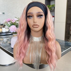 Pelucas de Encaje Frontal de Fibra Sintética de 22 Pulgadas, Ondas Largas, Color Rosa Melocotón Múltiple, Resistentes al Calor, Nueva Moda Premium 2026 - Product Image 1