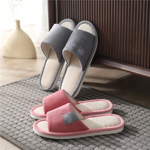 Women's Custom Linen Double Fabric Indoor for <b>Slippers</b> Fashionable Soft Cotton Sole Open Toe Hotel Non-Slip for Summer Winter Au - Product Image 3