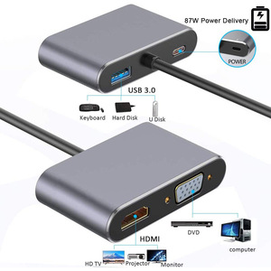 Base de Conexión 4 en 1 Tipo-C, USB3.0, Carga PD, HDTV 4K, VGA para Macbook, Laptop, Switch, Computadora, Teléfono Móvil, Tableta, Hub USB-C - Product Image 3