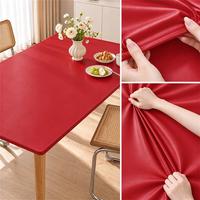 Nappe de table rectangulaire en cuir PU de haute qualité, bordure élastique, imperméable et résistante à l'huile, pour table à thé ou à dîner