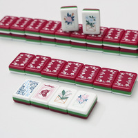 Tuiles de Mahjong en Acrylique Taizhou, style Américain/Européen-Américain, mini, à motif de petites fleurs violettes et blocs de couleur, finition patinée à la main, pour jeux d'échecs et de cartes