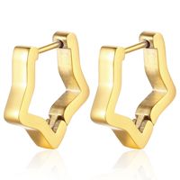 Boucles d'oreilles clips unisexes en acier inoxydable, exclusives transfrontalières, de luxe léger, polies à la main, électroplaquées, avec pierre naturelle et design géométrique