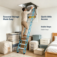 Échelle d'accès au grenier pliable manuelle 4m en alliage d'aluminium, escalier escamotable monté au plafond, solution gain de place