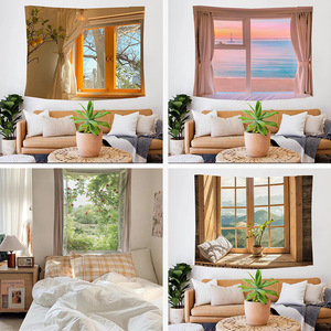 Tapiz Decorativo de Gran Tamaño para Exteriores, Paisaje Rústico, Ventana, Escena, Estilo Estético para Dormitorio - Product Image 4