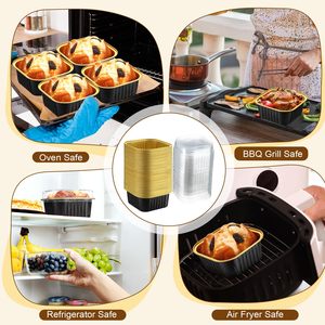 Moldes Cuadrados de Papel de Aluminio para Cupcakes de 100ml-300ml, Moldes Desechables para Pasteles, Mini Moldes de Aluminio de Colores para Hornear en Navidad - Product Image 6