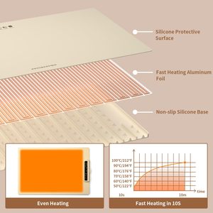 Plaque chauffante portable Square Software pour la maison avec contrôle tactile, surface en silicone, fonctions de réglage de la température, utilisation domestique, silicone - Product Image 4