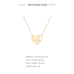 Collar con Colgante de Corazón Chapado en Oro de 18K con Letra MA, Regalo para el Día de la Madre, Joyería de Plata S925 - Product Image 2