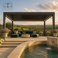Pergola bioclimatique motorisée en aluminium imperméable avec structure thermolaquée pour extérieur, jardin, balcon, cour et terrasse
