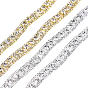 1cm wide Fancy Rhinestone flower clip chain welding claw crystal diamond DIY jewelry accessories wedding dress waist belt decor