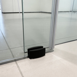 Porte de <span class=keywords><strong>douche</strong></span> coulissante moderne en verre sans cadre, en acier inoxydable brossé, avec un pan fixe et un pan mobile, étanche - Product Image 3