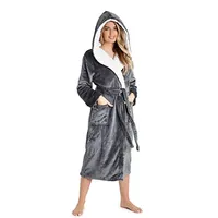 Groothandel Custom Goedkope Zachte Pluizige Fleece Womens Winter Effen Badjas Set Met Hoods