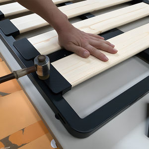 मजबूत कस्टम आकार पैलेट लकड़ी स्लेट जुड़वां बिस्तर फ्रेम बेडरूम फर्नीचर सुपर किंग रानी पूर्ण आकार धातु लोहे के बिस्तर फ्रेम आधुनिक - Product Image 5