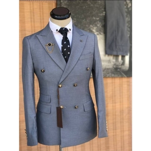 สีเทาคู่กระดุมคลาสสิกผู้ชายชุดตัดทํางานแต่งงานTuxedos Terno Masculinoธุรกิจชุดผู้ชาย 2 ชิ้น(เสื้อ+กางเกง) - Product Image 3