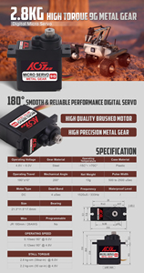 Servo Original B11DLS de 180 Grados, 2.8KG, 0.1 Segundos, Engranaje de Acero Mejorado, 6V, Mini Acelerador Digital, Dirección de 11g, para Coche RC y Helicóptero - Product Image 4