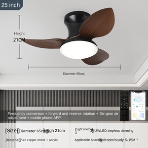 Ventilador de techo LED de estilo nórdico moderno, control remoto de gran tamaño, nuevo cuerpo de madera recto ABS para dormitorio, sala de estar, transfronterizo - Product Image 2