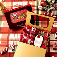 NOUVEAUTÉS NOËL 2026 : Coffret Cadeau de Noël Personnalisé Père Noël et Renne, Boîte Vide avec Fenêtre et Housse en Velours, Emballage Créatif