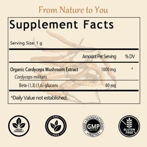 ผงเห็ดถั่งเช่า OEM/ODM ขายดี พร้อมเบต้ากลูแคน ช่วยเสริมพลังงาน กล้ามเนื้อ สุขภาพปอด ความจำ และสมรรถภาพ - Product Image 2