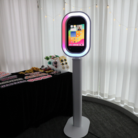   Coque ovale pour iPad Photobooth avec éclairage LED RGB intégré, caméra intégrée, en alliage d'aluminium, impression instantanée pour mariage, événement, photographie, vol