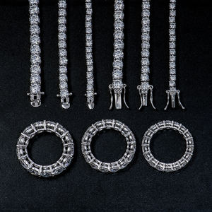 Meilleurs <span class=keywords><strong>prix</strong></span> 3 4 5 mm personnalisé glacé cluster 925 bijoux hiphop en argent sterling VVS D collier de chaîne de tennis moissanite - Product Image 1