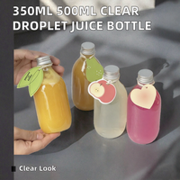 Bouteille de jus en plastique transparente jetable en forme de goutte de 350 ml et 500 ml avec bouchon à vis pour boissons gazeuses, sodas, lait et thé
