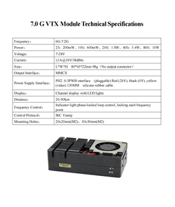 Trasmettitore Video Wireless LHODR 7.0G 10W in Lega di Alluminio, VTX 7.0Ghz 6G-7.2G, 98g Leggero, 8CH FPV per Droni da Corsa FPV - Product Image 5
