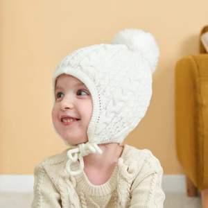 Nouveau hiver bébé chapeaux Beanie <span class=keywords><strong>Bonnet</strong></span> pour garçons filles <span class=keywords><strong>bonnet</strong></span> en tricot pompons nouveau-né accessoires chaud oreille trucs enfants chapeau gants ensemble - Product Image 2