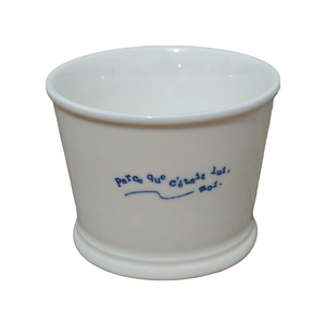 Mug keramik buatan tangan kata Perancis "Parce que c'létait lui, moi", gaya putih minimalis, perlengkapan minum bergaya untuk jiwa romantis - Product Image 1