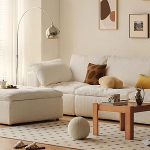 Cream Style <b>Fabric</b> <b>Sofa</b> Nordic Living Room Luxury Small Space Removable Washable <b>Sofa</b> Set Mid Century - Product Image 3