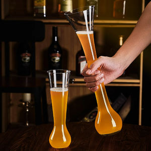 Kunden spezifisches Logo Hohe Biergläser Half Yard of Ale Cocktail glas Long Beer Yard Glass Klassische Bierkrug becher mit Holz ständer - Product Image 3
