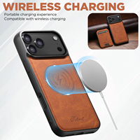 Coque de téléphone SUTENI pour iPhone 18 ProMax avec chargement sans fil, support magnétique pour cartes, texture litchi, simili cuir, compatible 17 16Plus 15 14 13