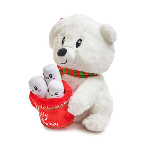 Hoạt hình giáng sinh gấu bắc cực nhồi bông đồ chơi sang trọng giữ cốc kẹo dẻo xoay quanh để leng keng chuông đá sang trọng giáng sinh <span class=keywords><strong>ELF</strong></span> - Product Image 4